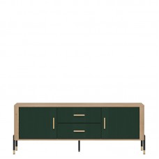 Tv galdiņš DANTE DT01, Ozols cremona/Zaļš matēts/Zelts